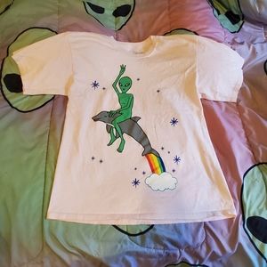 Alien dolphin & rainbow t shirt